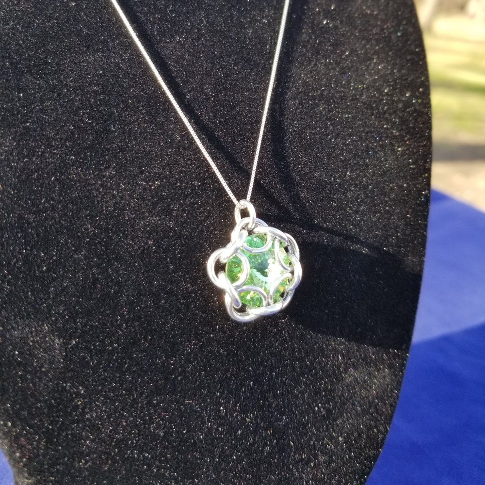Green Swarovski crystal pendant